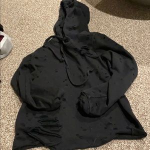 Black Cropped Sweatshirts with holes